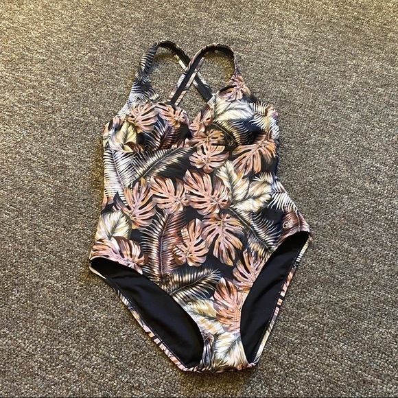 Hurley Women’s One Piece Swim Suit Size L Hurley Scattered‎ Palms NWOT - Picture 11 of 11